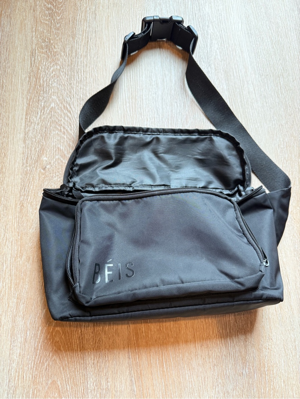 BEIS Black Crossbody Belt Bag with Front Organizer